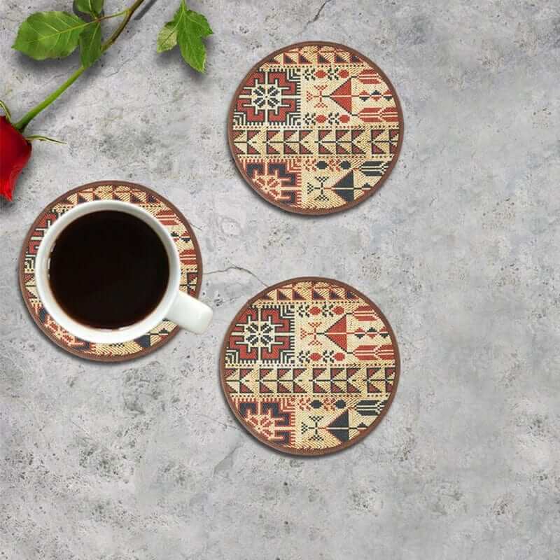 Mona B - Set of 4 Printed Amelia Coasters, 4.5 INCH Round, Best for Bed-Side Table/Center Table, Dining Table (Mosaic)