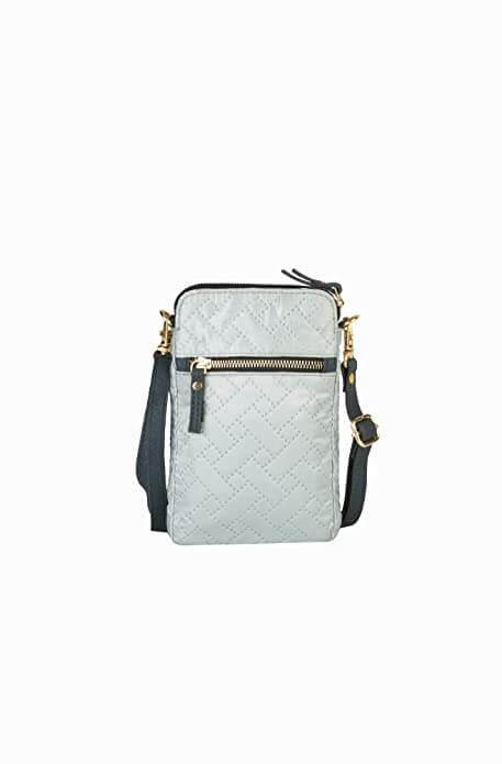 Mona B - Small Recycled Quilted Blue Polyester Messenger Crossbody Sling Bag with Stylish Design for Women: Sea Glass