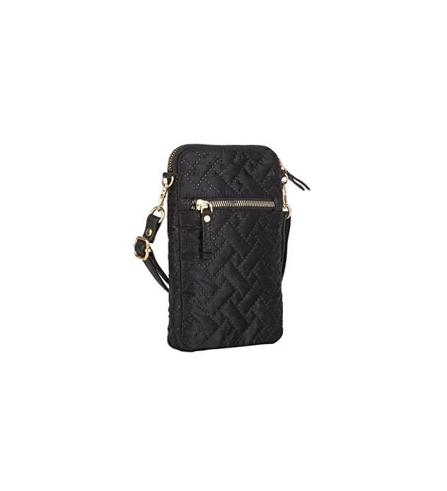 Mona B - Small Recycled Quilted Polyester Messenger Crossbody Sling Bag with Stylish Design for Women: Black