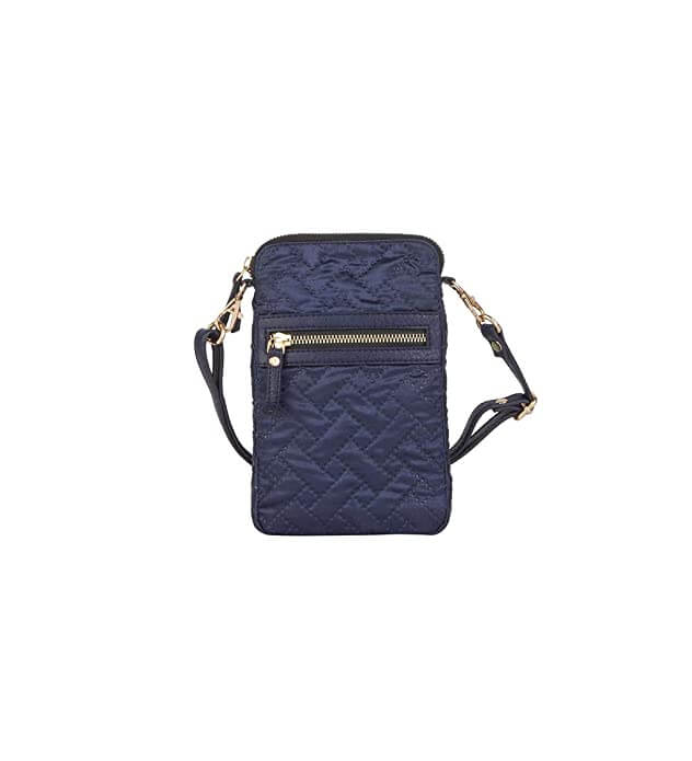 Mona B - Small Recycled Quilted Polyester Messenger Crossbody Sling Bag with Stylish Design for Women: Navy