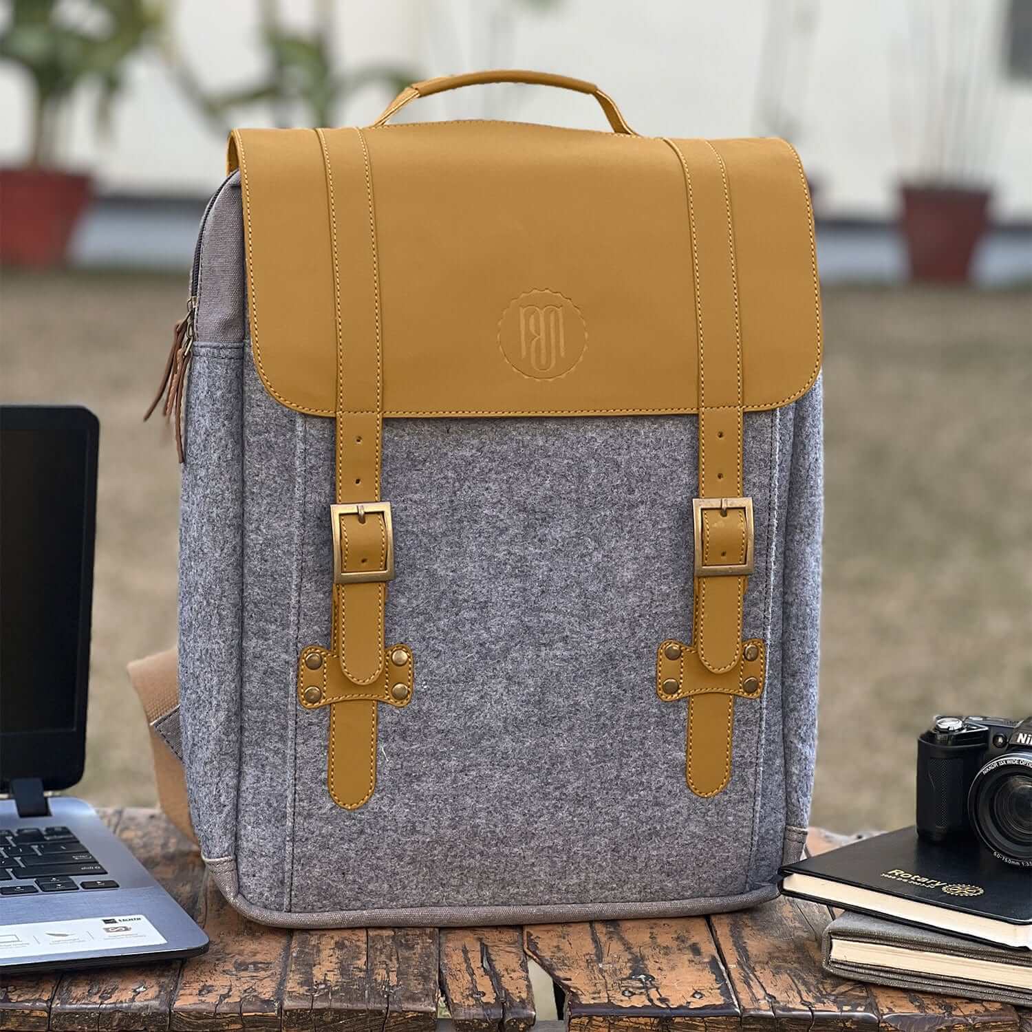 Mona B - Unisex Canvas Back Pack for Office | School and College with Upto 14'' Laptop/ Mac Book/ Tablet: Arctic Light Grey