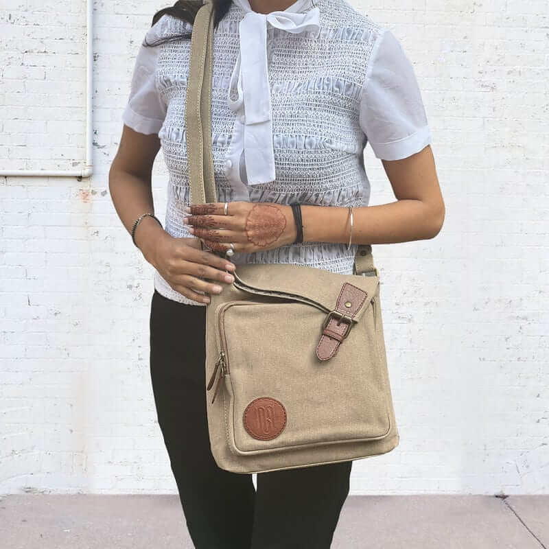 Mona B - Unisex Canvas Messenger Crossbody Bag: Flint