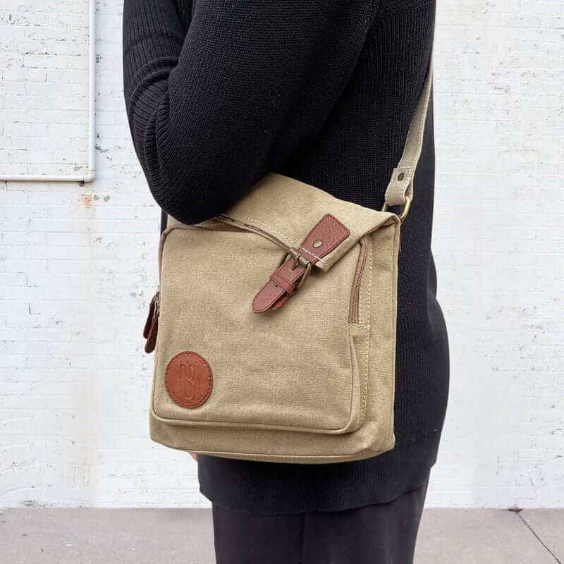 Mona B - Unisex Canvas Messenger Crossbody Bag: Flint