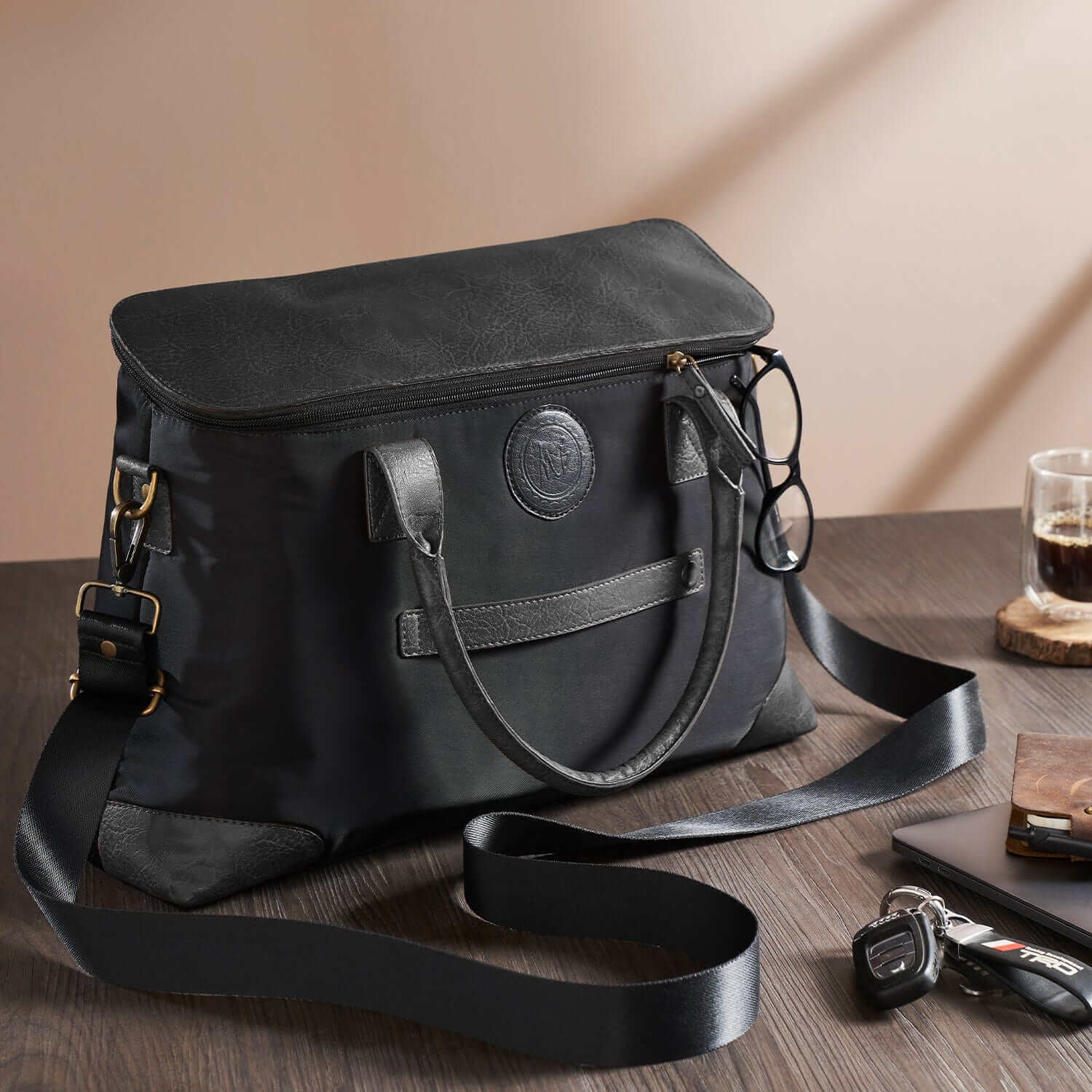 Mona B - Unisex Messenger | Small Overnighter Bag for upto 14" Laptop/Mac Book/Tablet with Stylish Design: Ohio Black - RP-306 BLK