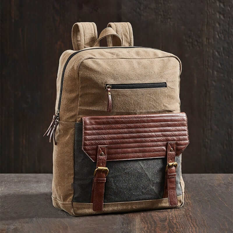 Mona B - Upcycled Canvas Backpack for Office | School and College with Upto 14 Laptop/ Mac Book/ Tablet with Stylish Design for Men and Women: Brad