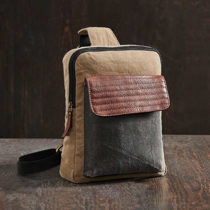 Mona B - Upcycled Canvas Messenger Crossbody Bag with Stylish Design for Men and Women: Brad