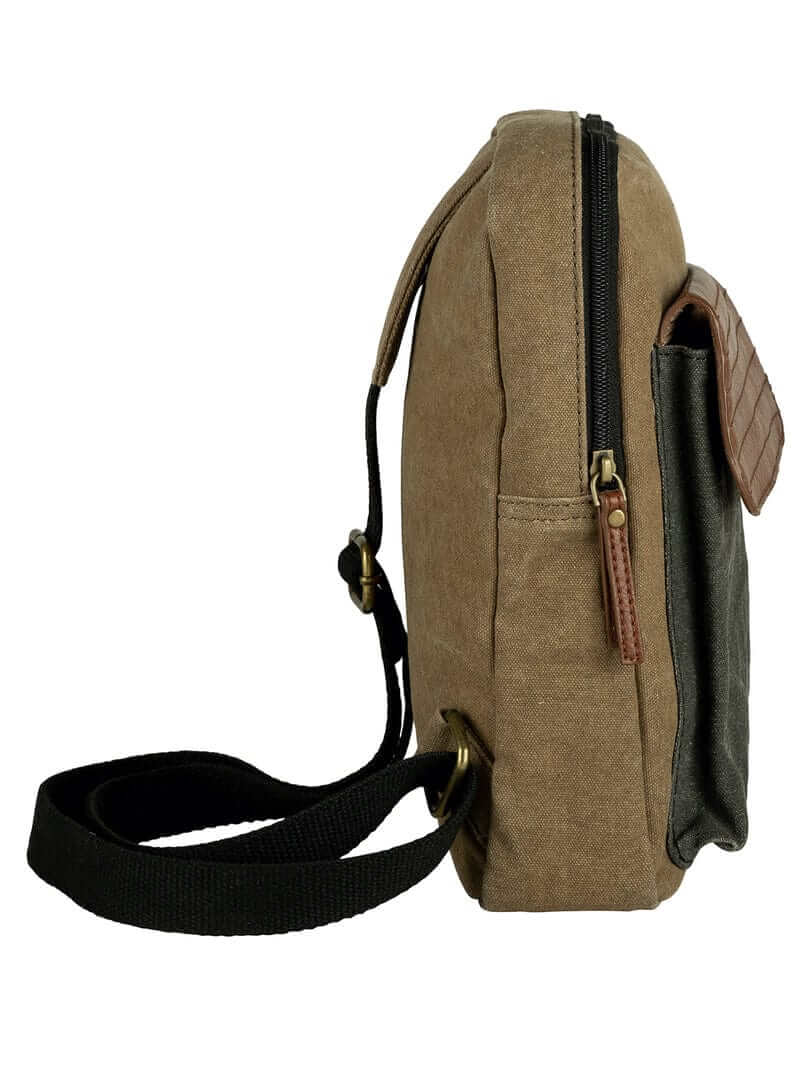 Mona B - Upcycled Canvas Messenger Crossbody Bag with Stylish Design for Men and Women: Brad