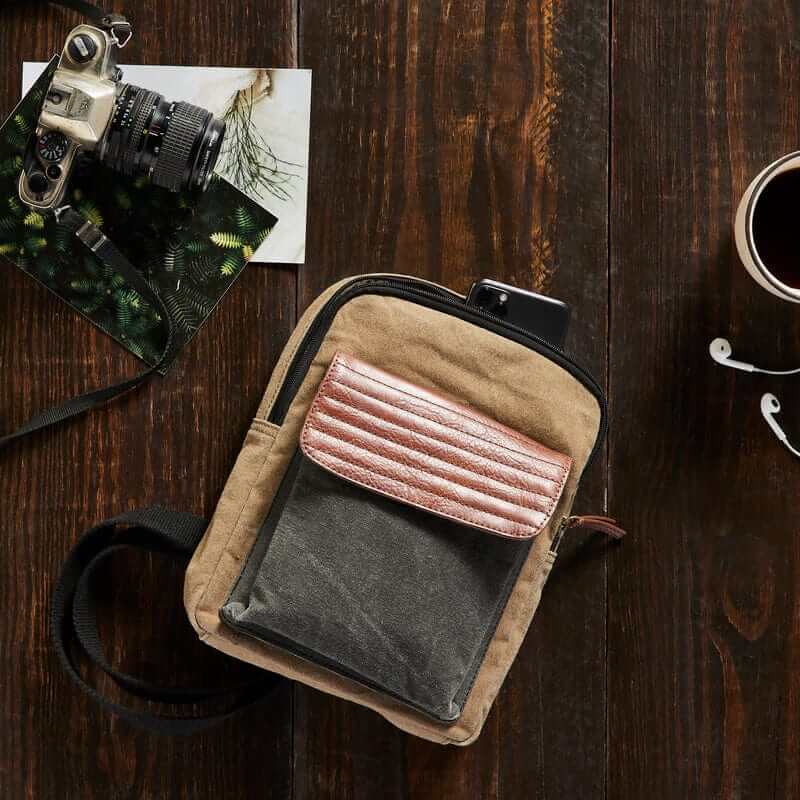 Mona B - Upcycled Canvas Messenger Crossbody Bag with Stylish Design for Men and Women: Brad