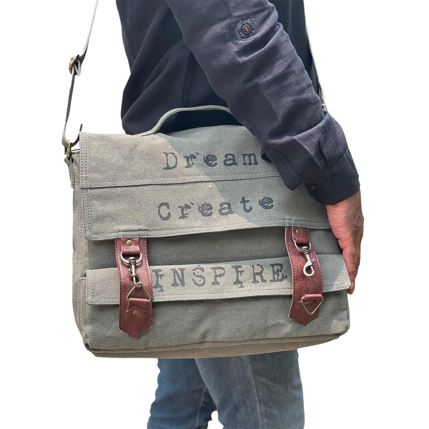 Mona B - Upcycled Canvas Messenger Crossbody Laptop Bag for Upto 14" Laptop/Mac Book/Tablet with Stylish Design for Men and Women: Dream