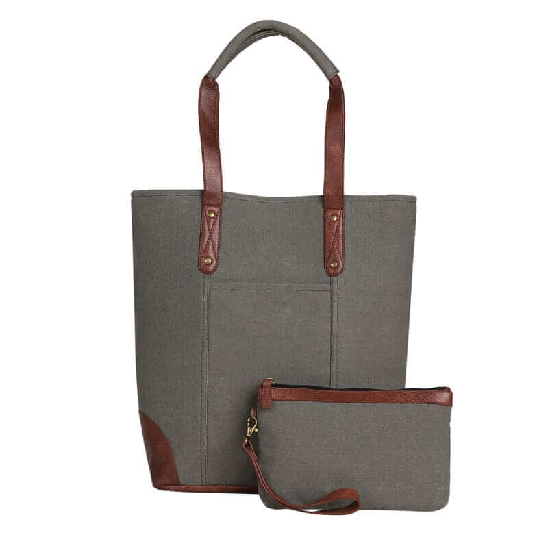 Mona B - Women Canvas Handbag for Women Tote Bag for Grocery, Shopping, Travel: Grey, Large