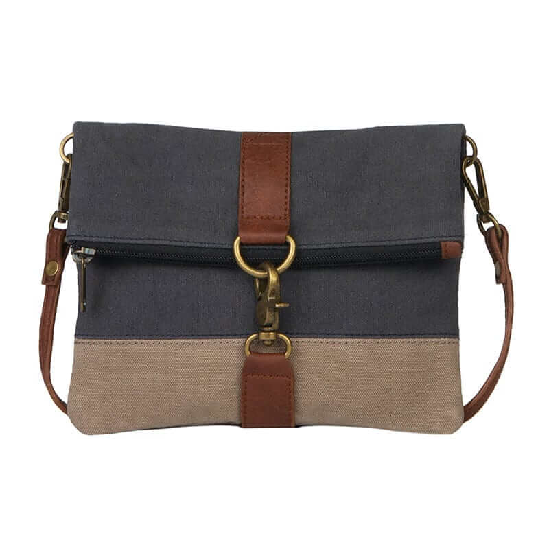 Mona B - Women's Finley Canvas Recycled Crossbody Bag (Blue, Cambridge)