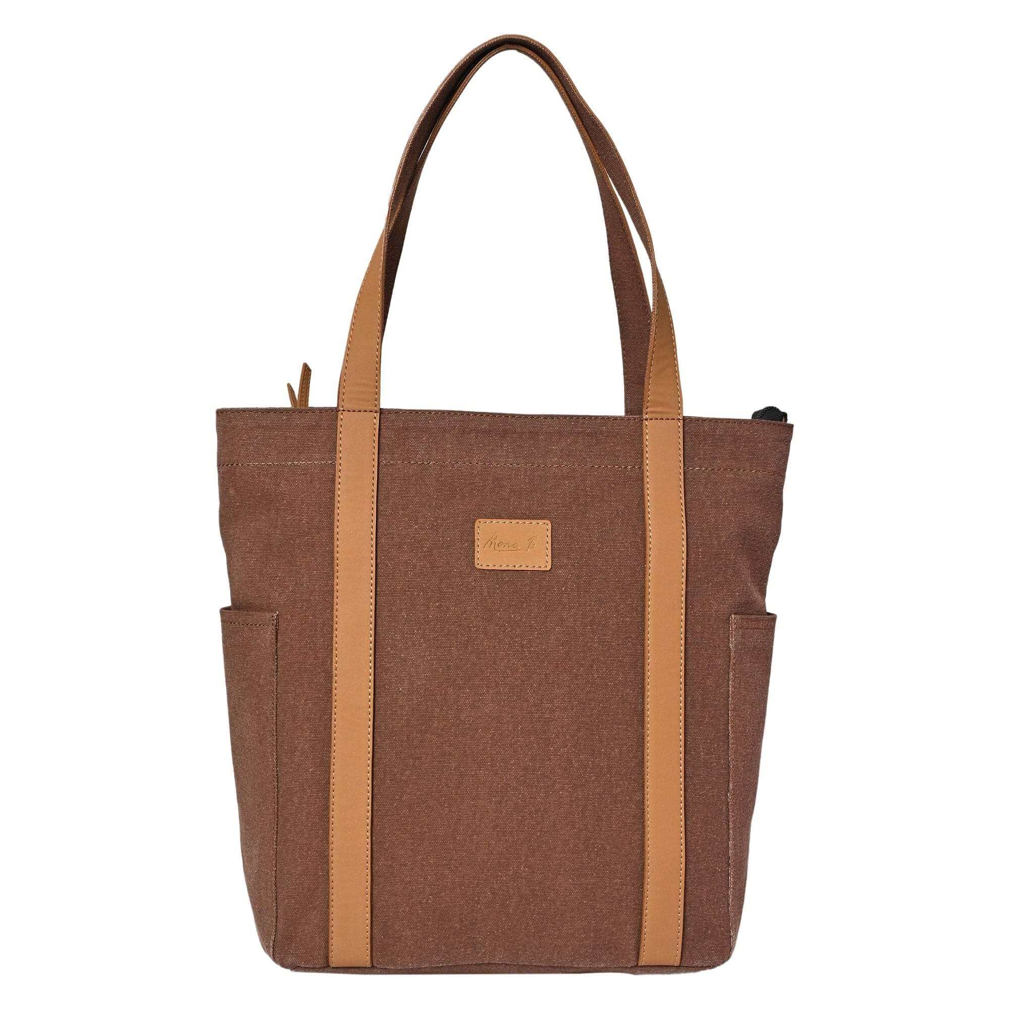 Mona B - Color Block Tote: Brown - (M-2501)