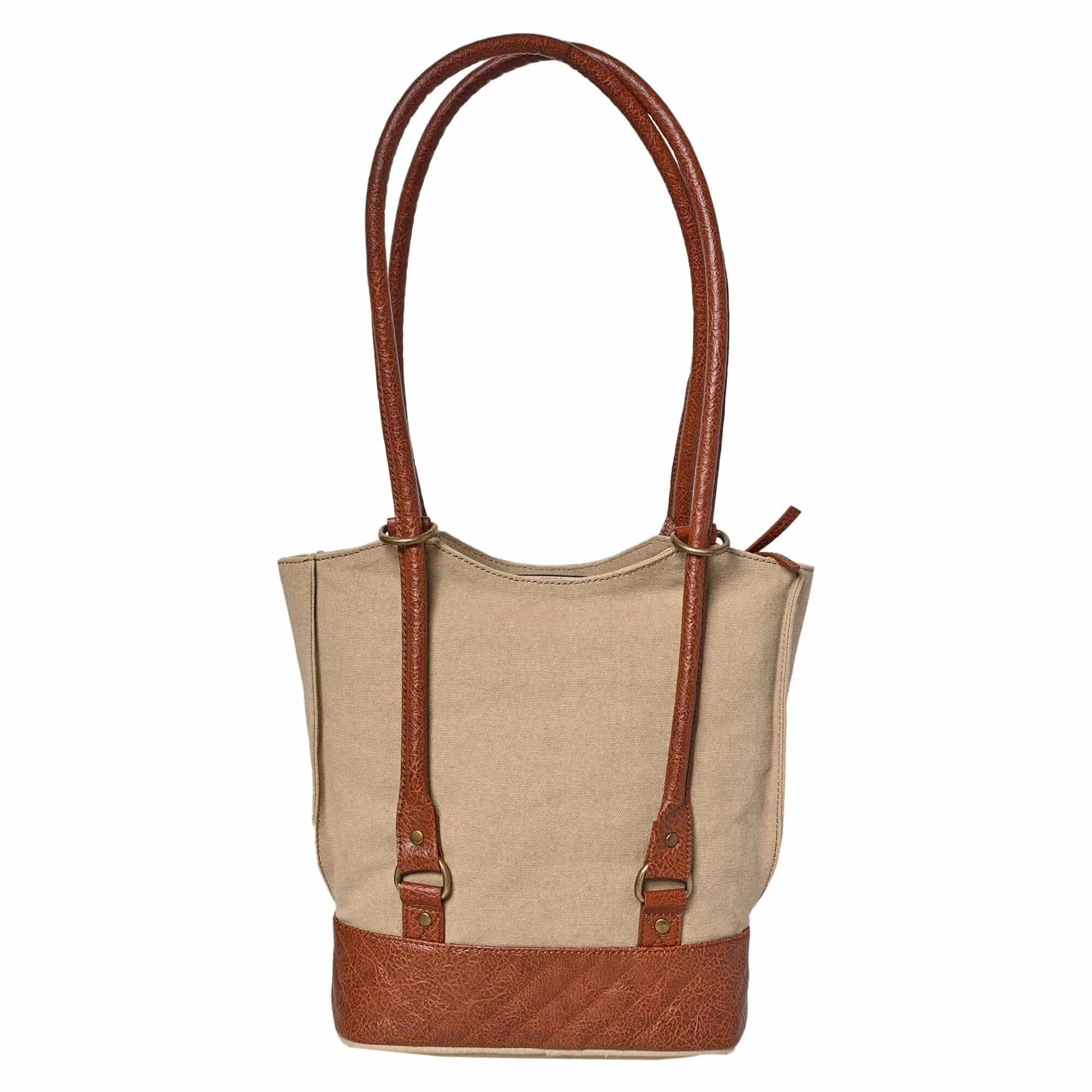 Mona B - Two in One Convertible Tote: Beige - (M-2507)