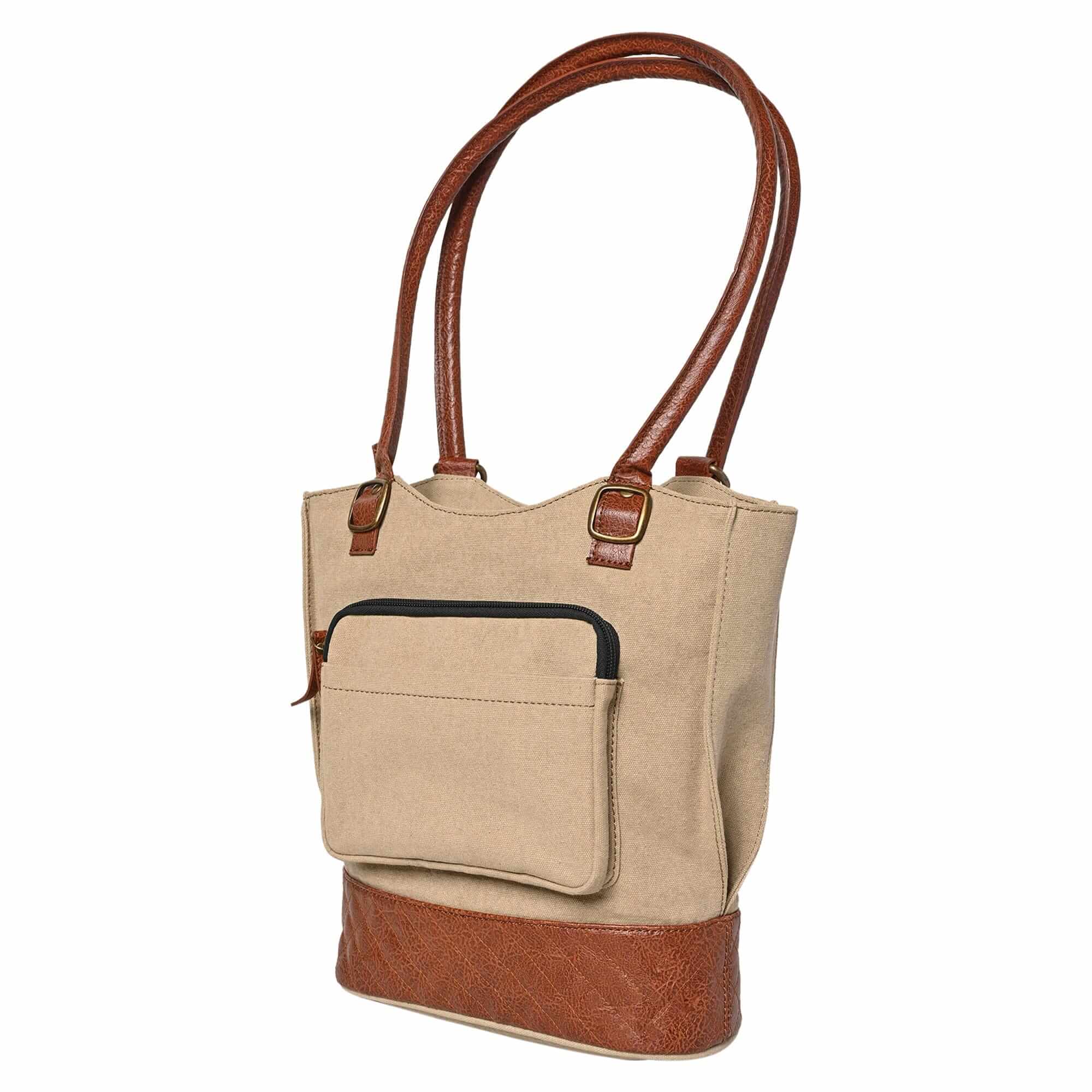 Mona B - Two in One Convertible Tote: Beige - (M-2507)