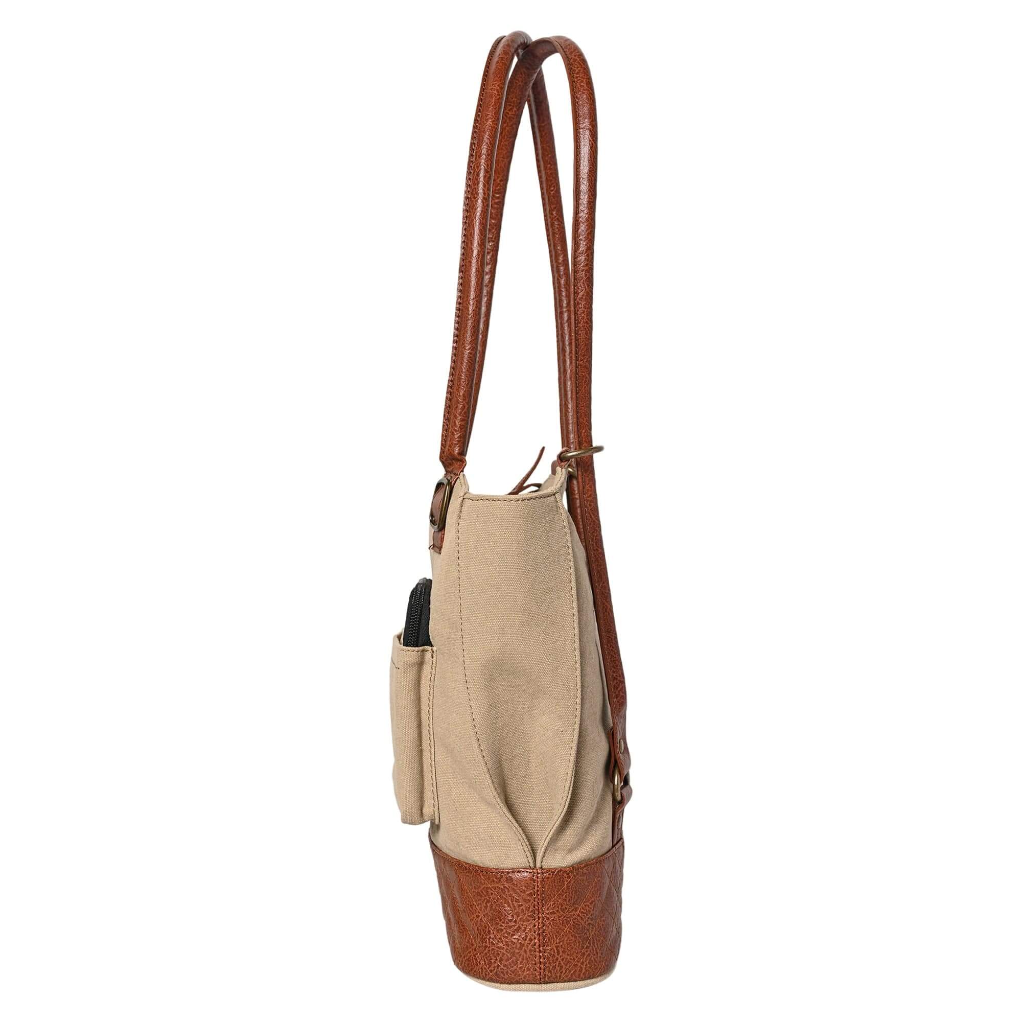 Mona B - Two in One Convertible Tote: Beige - (M-2507)