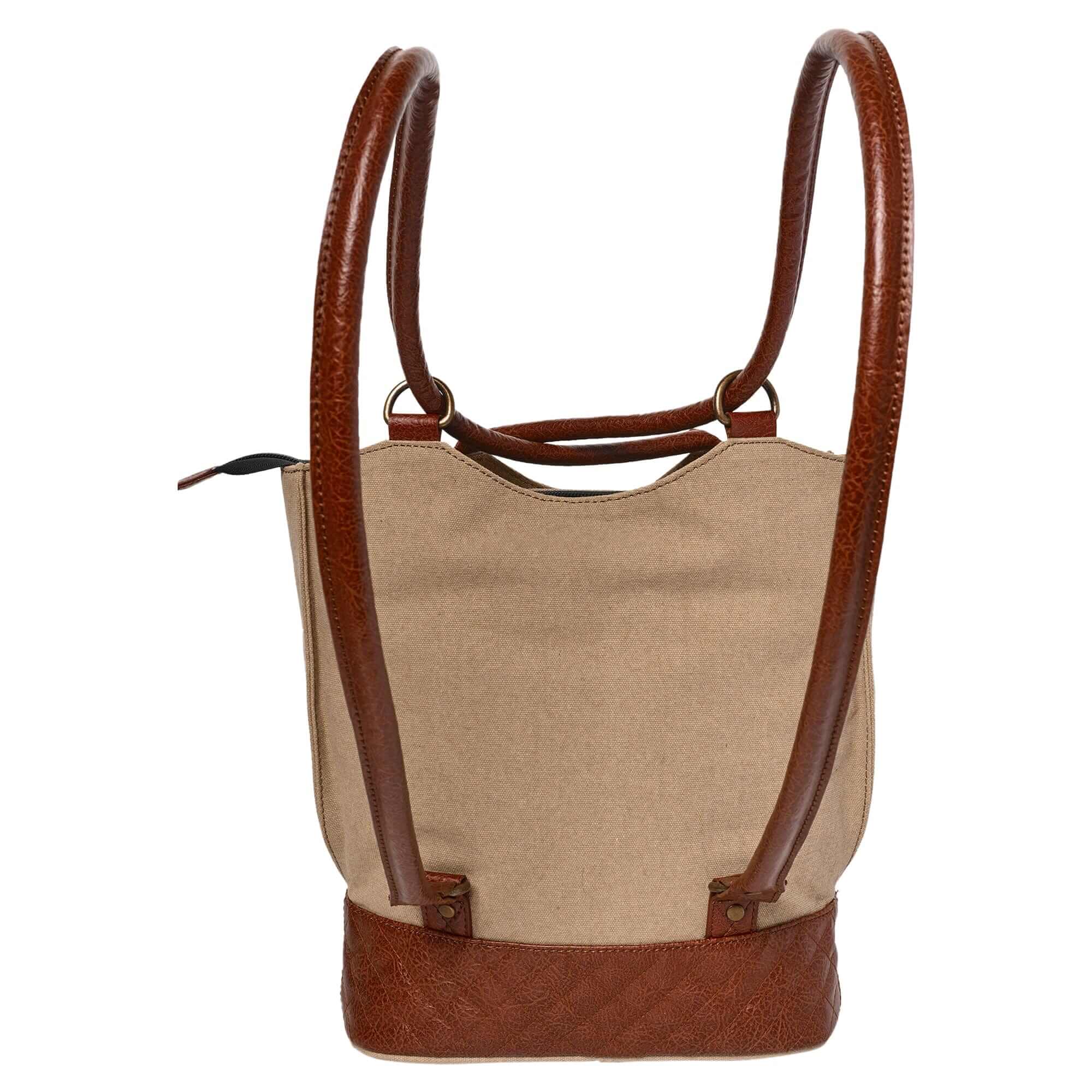 Mona B - Two in One Convertible Tote: Beige - (M-2507)