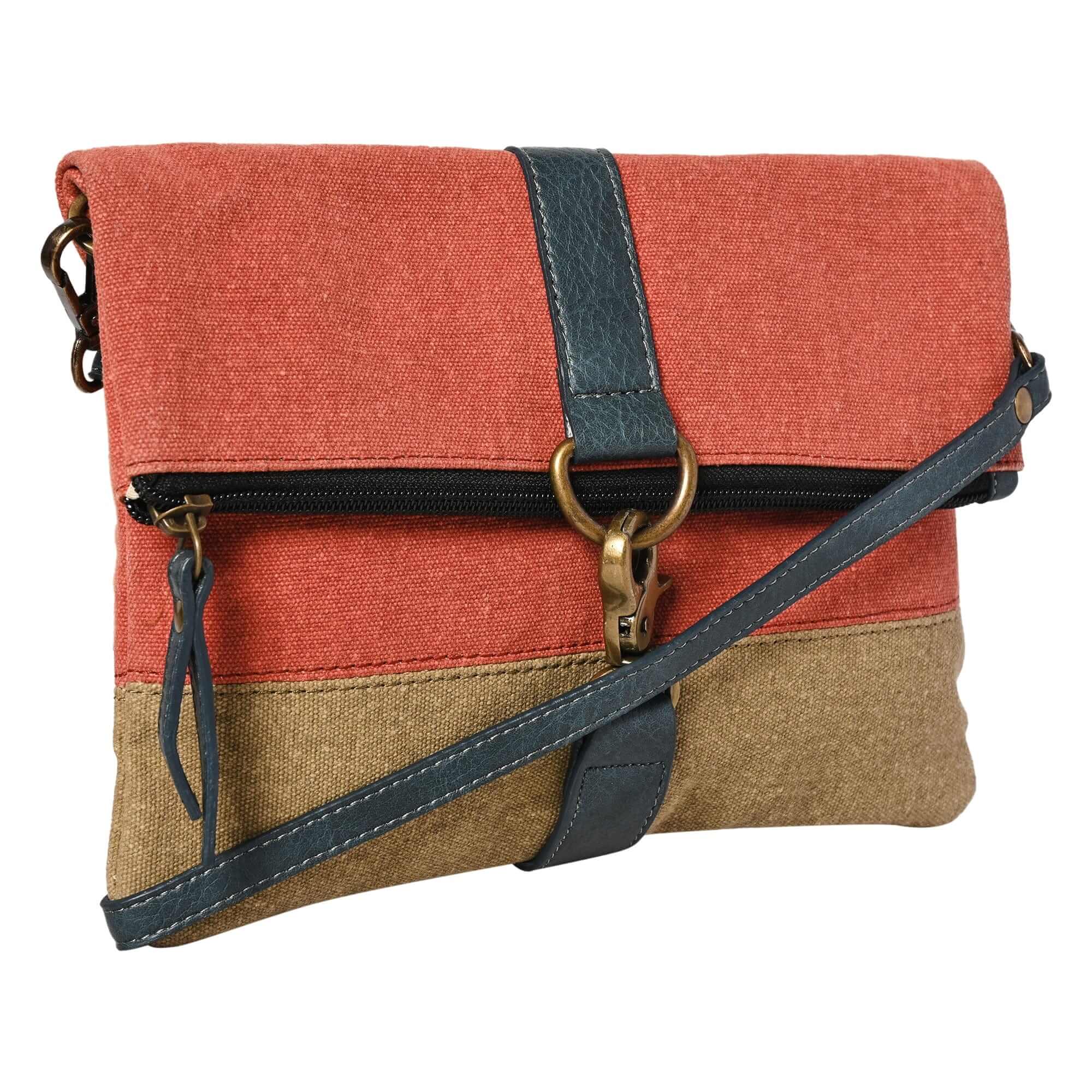 Mona B - Women's Finley Canvas Recycled Crossbody Bag (Burnt Orange) - (M-2513)