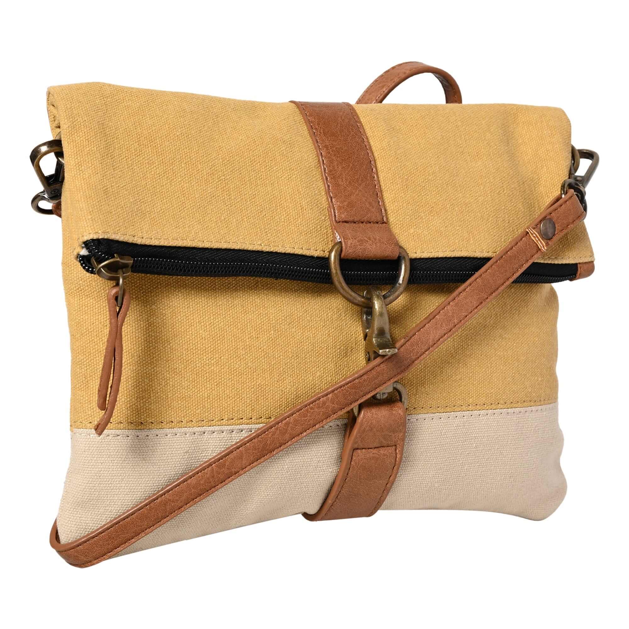 Mona B - Women's Finley Canvas Recycled Crossbody Bag (Gold) - (M-2512)