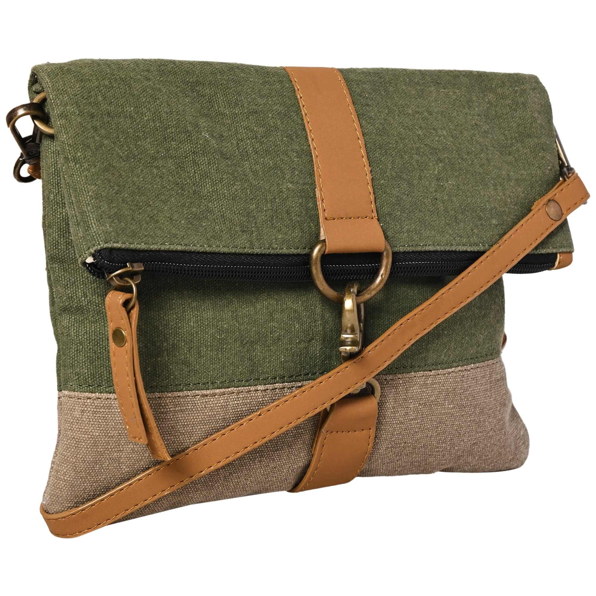 Mona B - Women's Finley Canvas Recycled Crossbody Bag (Moss) - (M-2511)