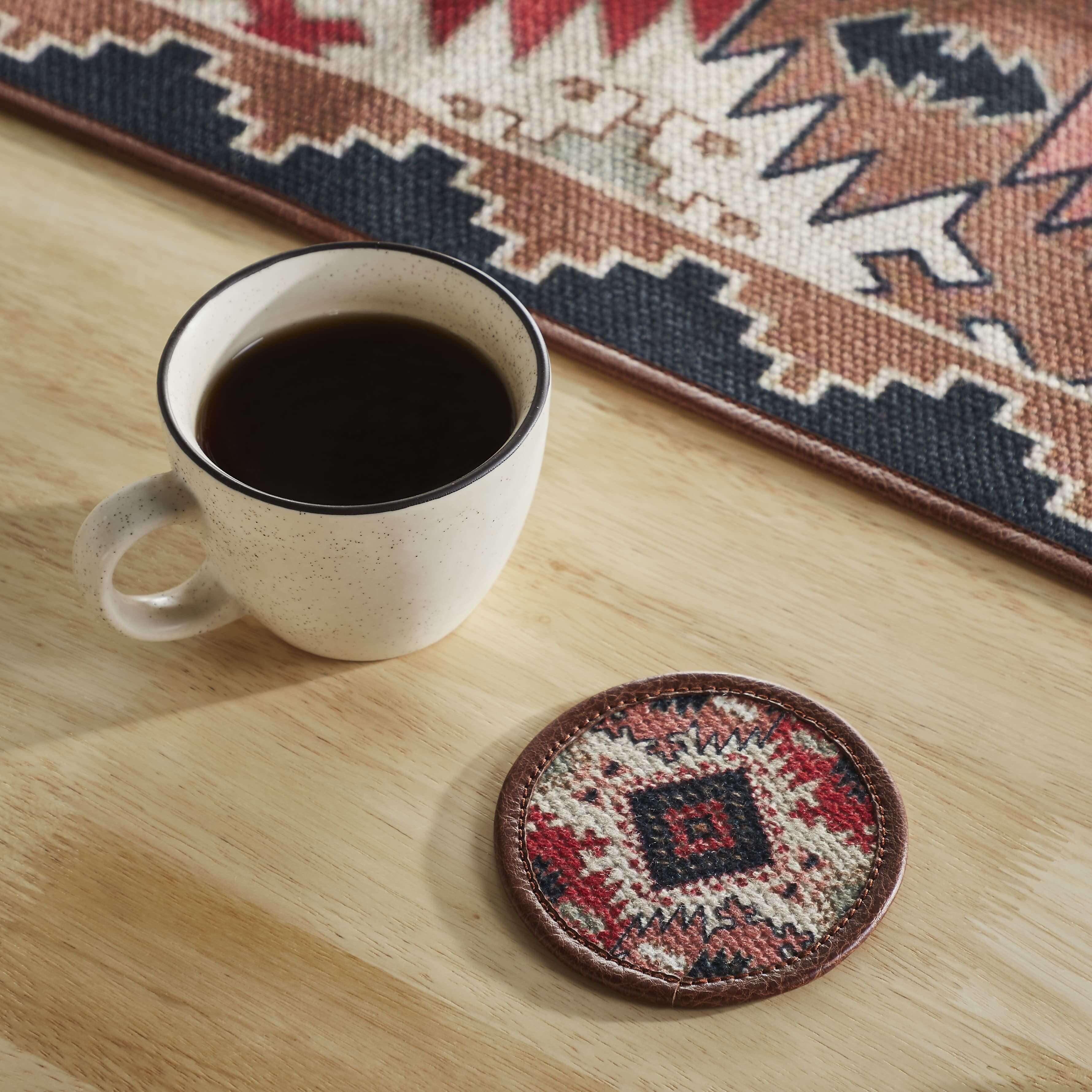 Mona B - Set of 4 Printed Coasters, 4.5 INCH Round, Best for Bed-Side Table/Center Table, Dining Table - PC-112