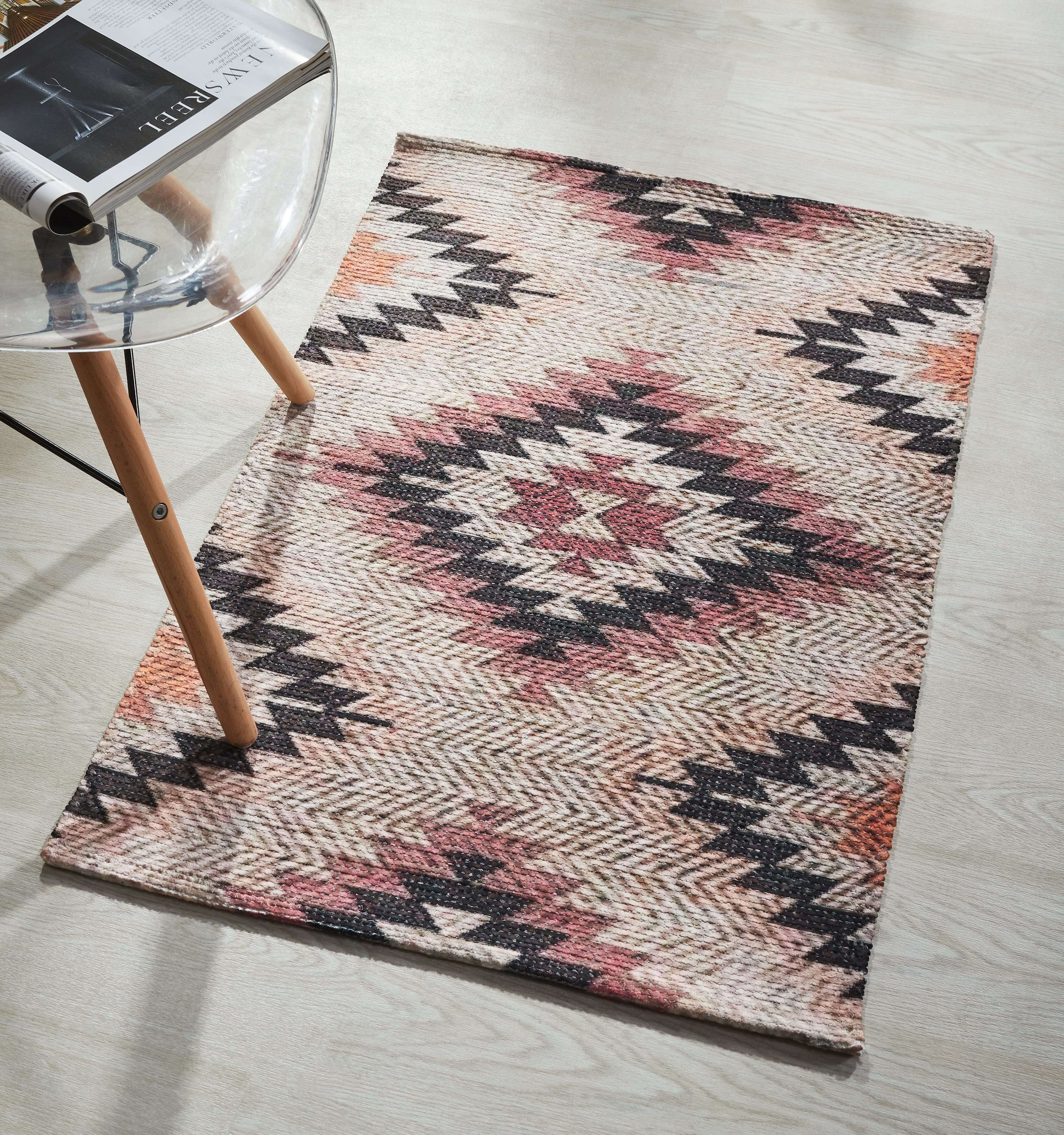 Mona B - Printed Vintage Dhurrie Carpet Rug Runner Floor Mat for Living Room Bedroom: 2 X 3 Feet Multi Color - PR-107 (2436)