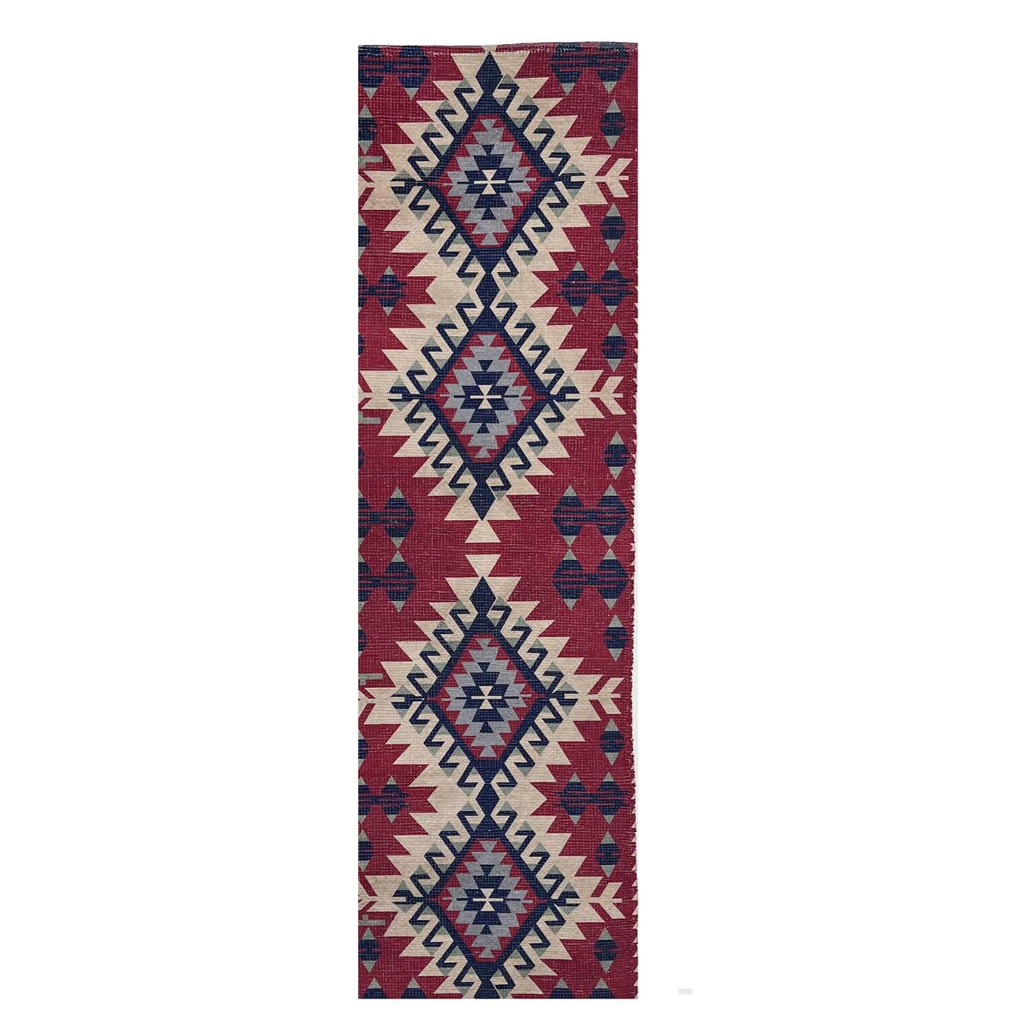 Mona B - Printed Vintage Dhurrie Carpet Rug Runner for Living Room Bedroom: 1.83 X 6 Feet Multi Color - PR-100 (2272)