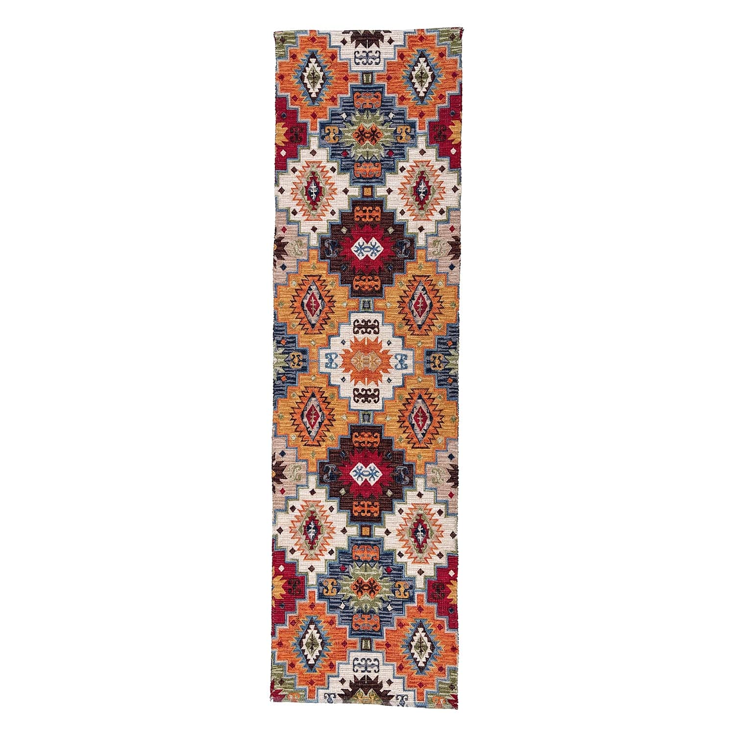 Mona B - Printed Vintage Dhurrie Carpet Rug Runner for Living Room Bedroom: 1.83 X 6 Feet Multi Color - PR-116 (2272)