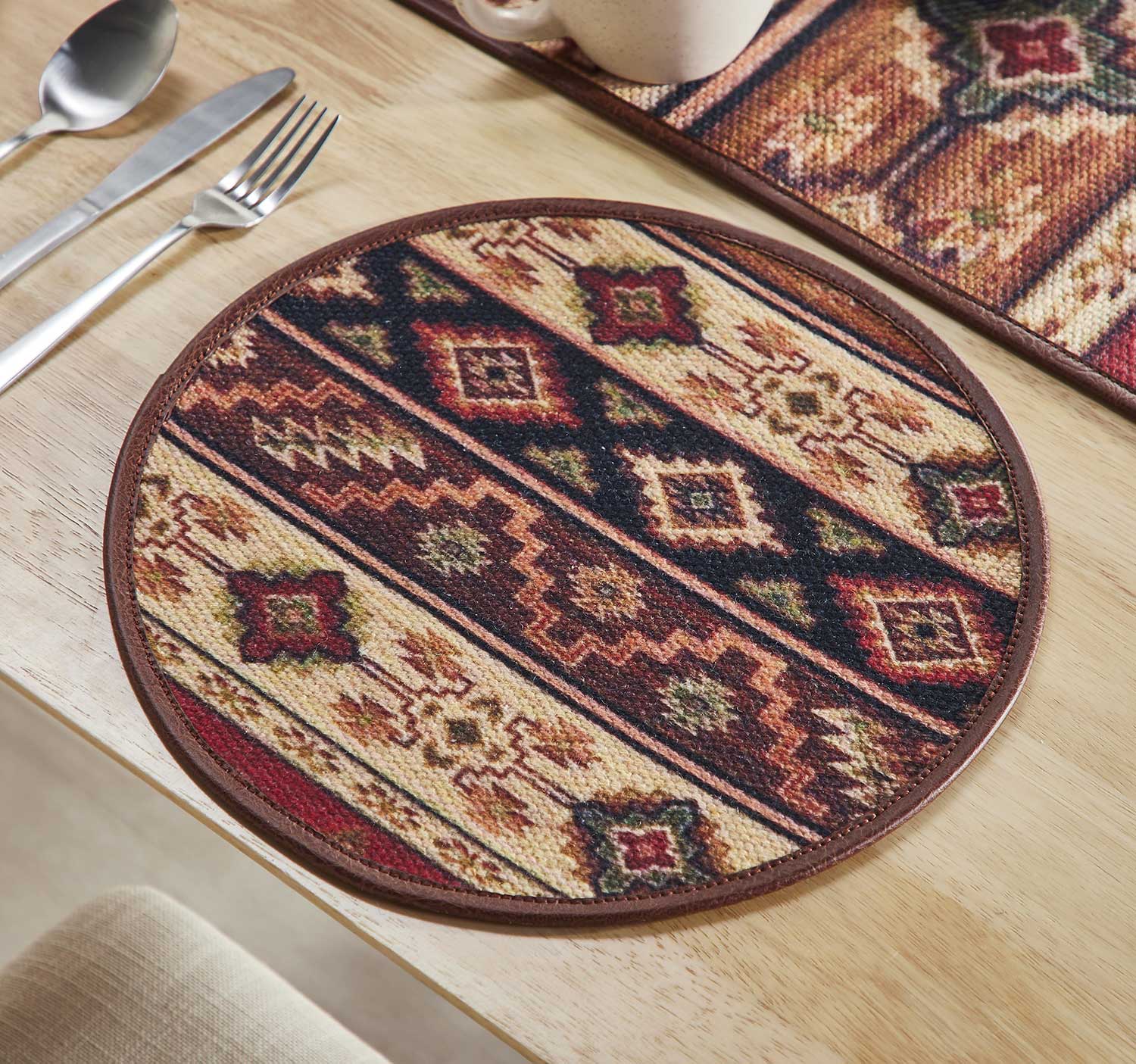 Mona B - Set of 2 Printed Placemats, 13 INCH Round, Best for Bed-Side Table/Center Table, Dining Table/Shelves - PP-113