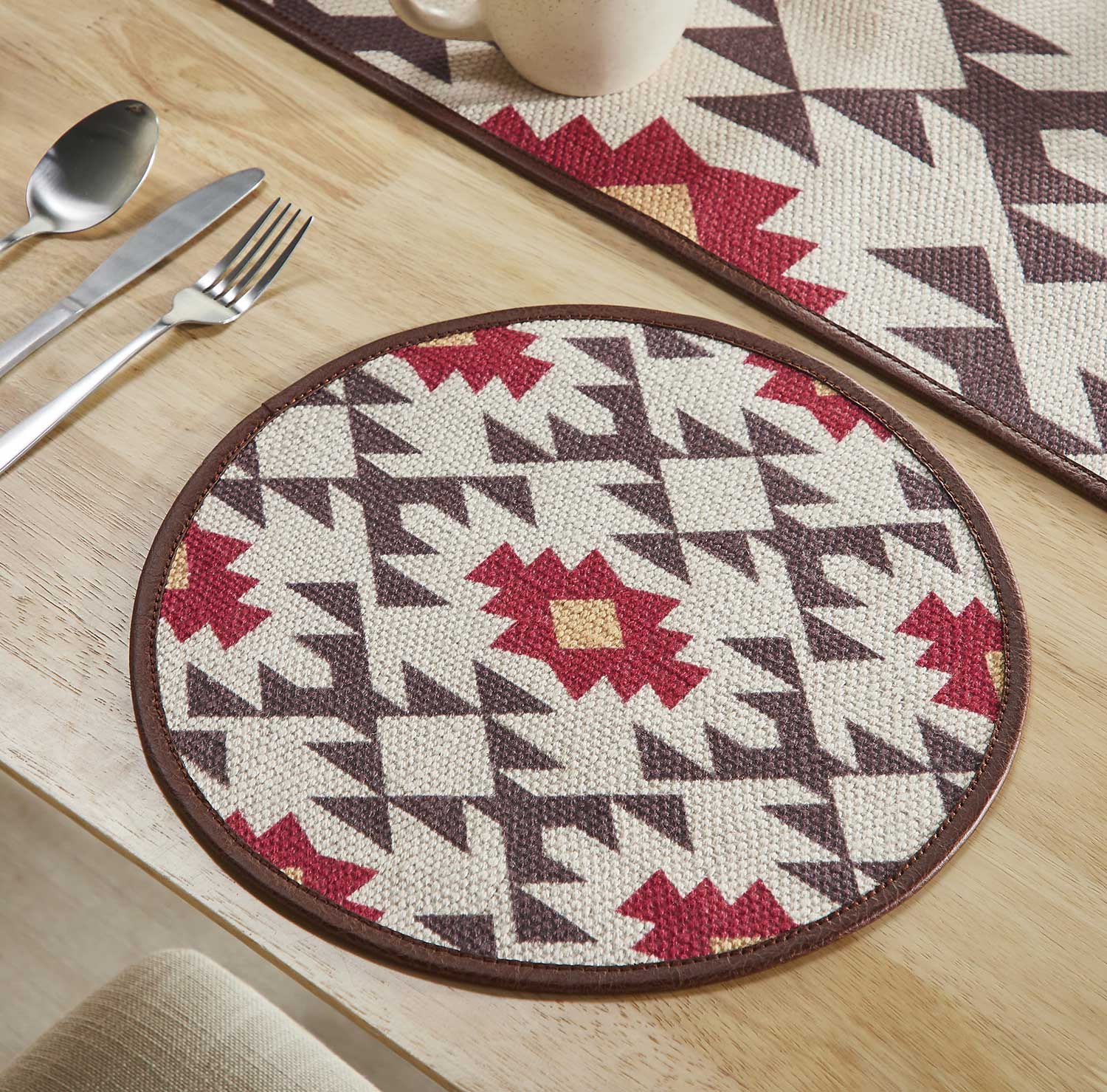 Mona B - Set of 2 Printed Placemats, 13 INCH Round, Best for Bed-Side Table/Center Table, Dining Table/Shelves - PP-115