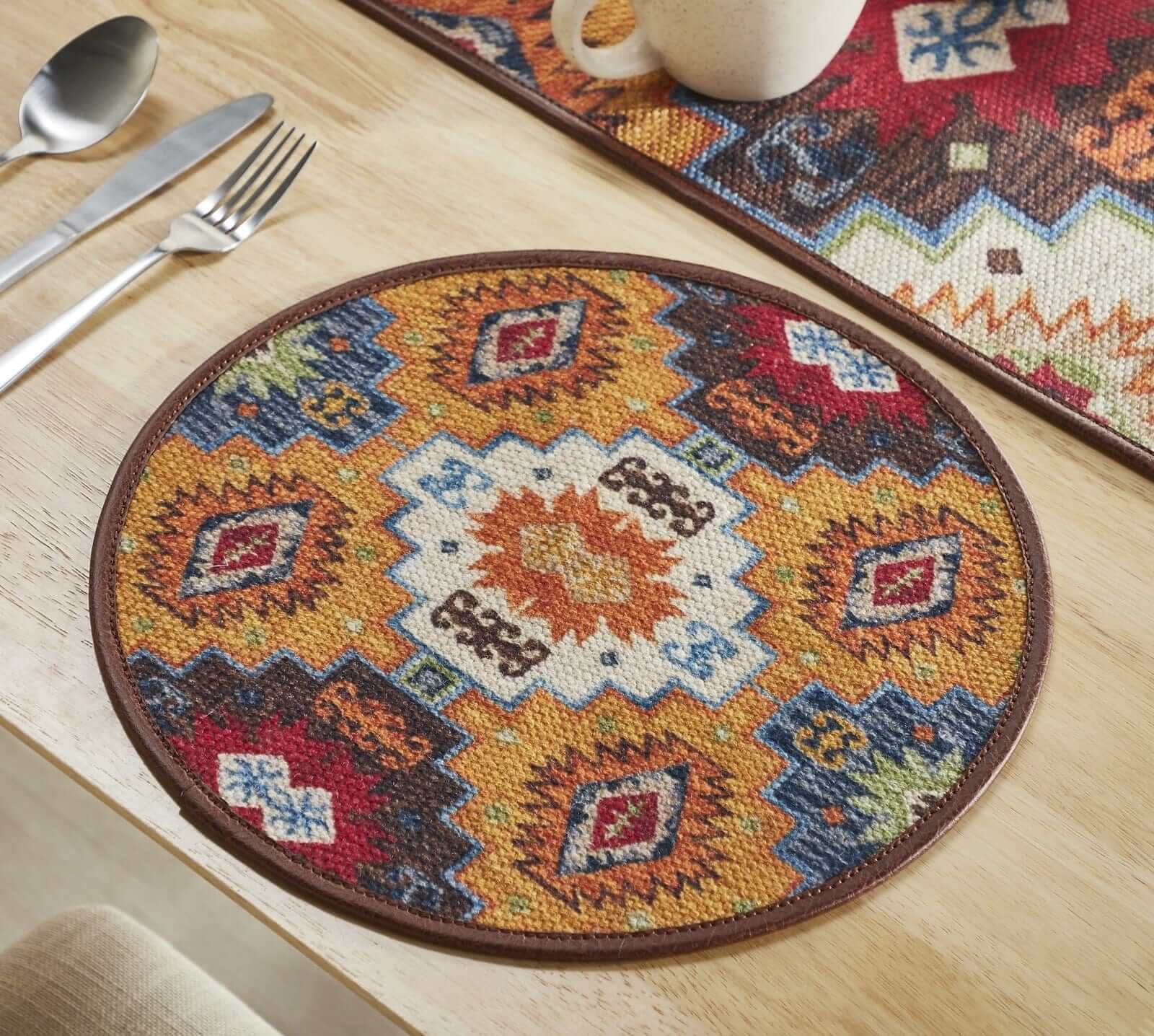 Mona B - Set of 2 Printed Placemats, 13 INCH Round, Best for Bed-Side Table/Center Table, Dining Table/Shelves - PP-116